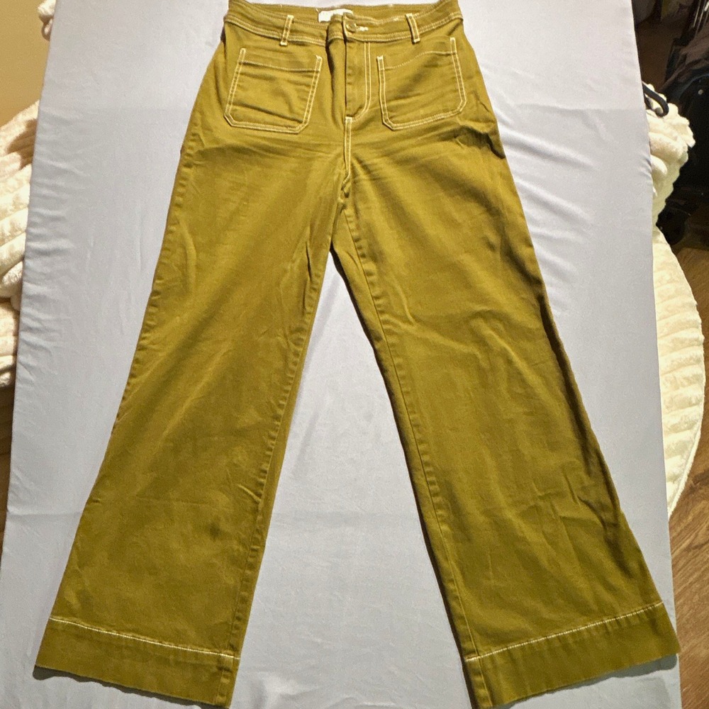Bagatelle Collection Womens High Rise Wide Leg Utility Pants Green Size 6